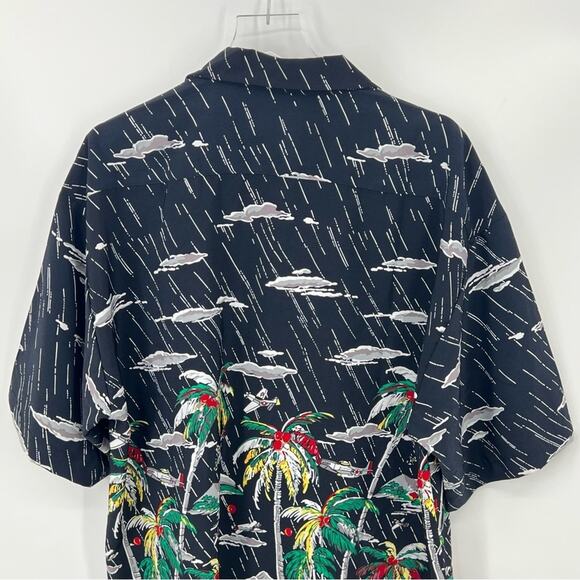 Skoops tropical Hawaiian palm tree fighter planes button down  shirt XXL NEW - Picture 5 of 9